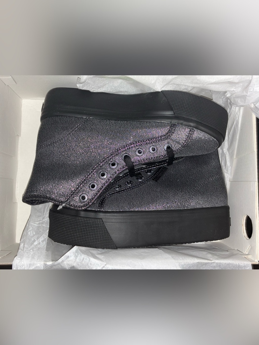 NEW SuperGA 2708 Hi Top Tank Sneaker in Total Black For Women's Size 6.5